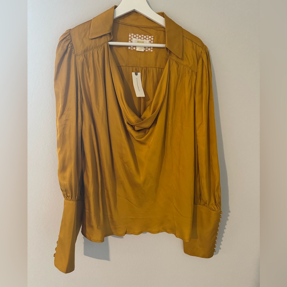 NWT! Cowl neck yellow Maeve XL blouse